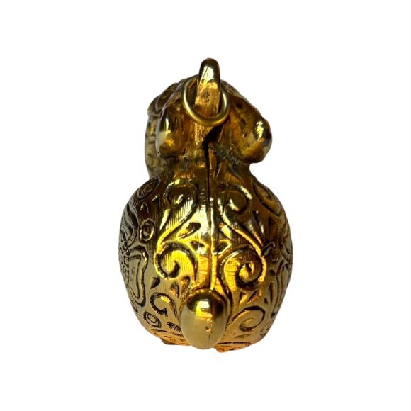 Vintage Max Factor Bunny Rabbit Solid Perfume Charm Aquarius Gold Tone Compact - Picture 6 of 11